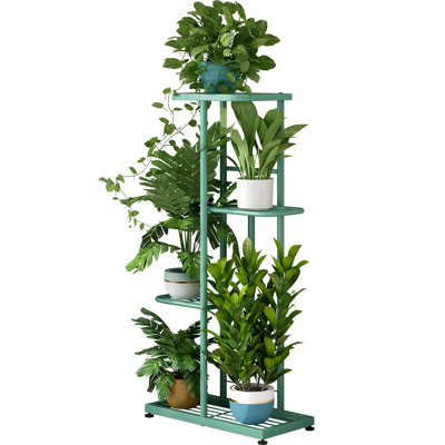 4‑Tier Metal Plant Stand, Space‑Saving Flower Pot Display Rack Holds 5 Plants for Indoor & Outdoor