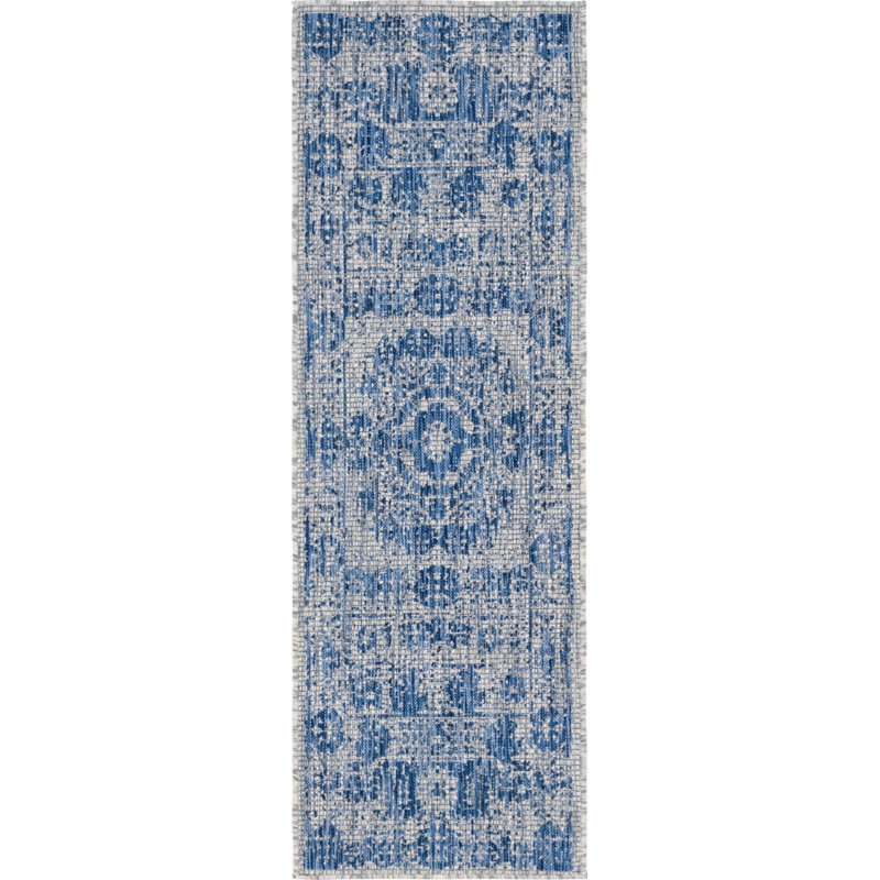 Cowell Oriental Blue/Grey Area Rug, Runner 2' x 6'1"