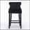 Tabourets de bar contemporains rembourrés en velours à oreilles avec décoration capitonnée à boutons et pieds en bois, garniture cloutée chromée, chaises de bar style loisirs, tabourets de bar, ensemble de 2