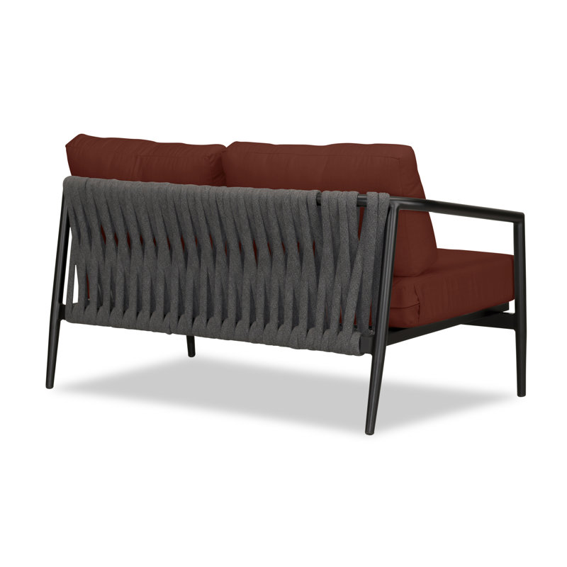 Olio Outdoor 2 - Seat Loveseat, Canvas Charcoal Sunbrella® Canvas, Black
