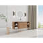 Meuble-lavabo mural 54 po avec lavabo d'art en céramique et 2 tablettes de rangement, 2 portes à fermeture douce, emballage KD, contreplaqué