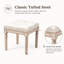 Élégant tabouret d'appoint beige avec pieds sculptés et repose-pieds rembourré avec style classique