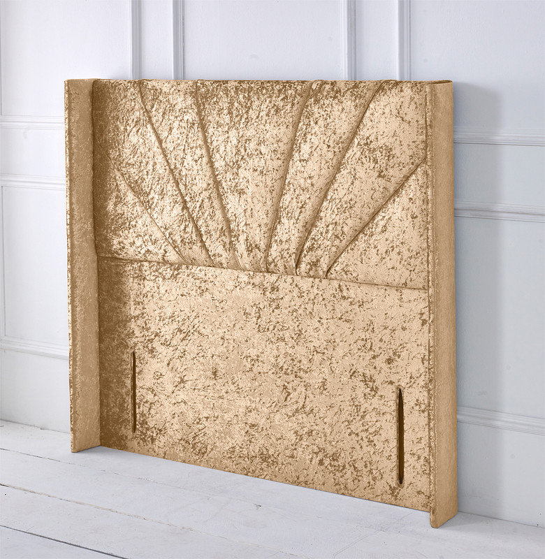 Upholstered Velvet Headboard, Small Double (4'), Gold