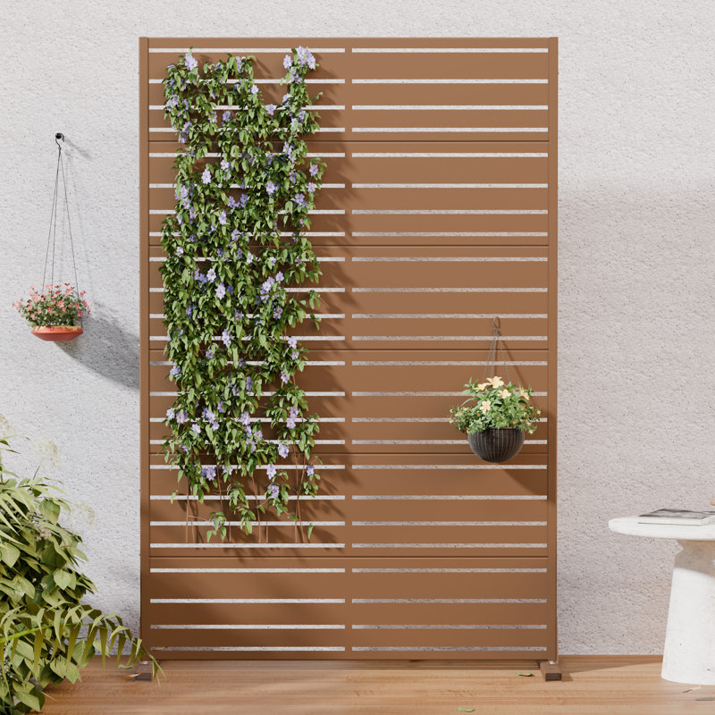 H 72 po x l 47 po x P 16 po avec écran d'intimité en métal et panneau de clôture en treillis pour terrasse, Brun
