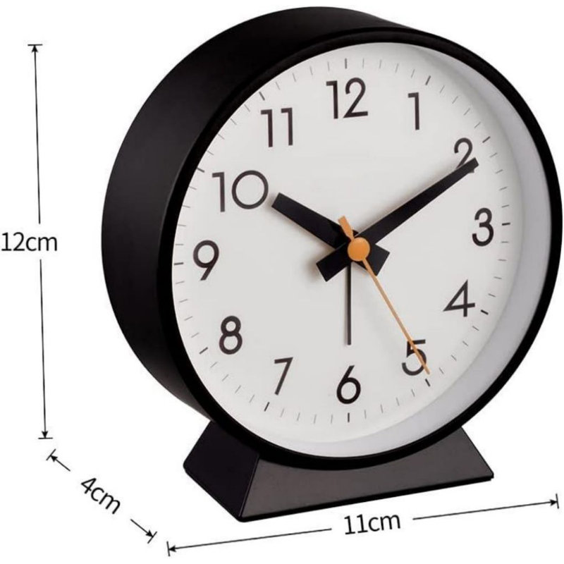4.5" Battery Operated Antique Retro Analog Alarm Clock, Small Silent Bedside Desk Clock With Night Light, Battery Operated