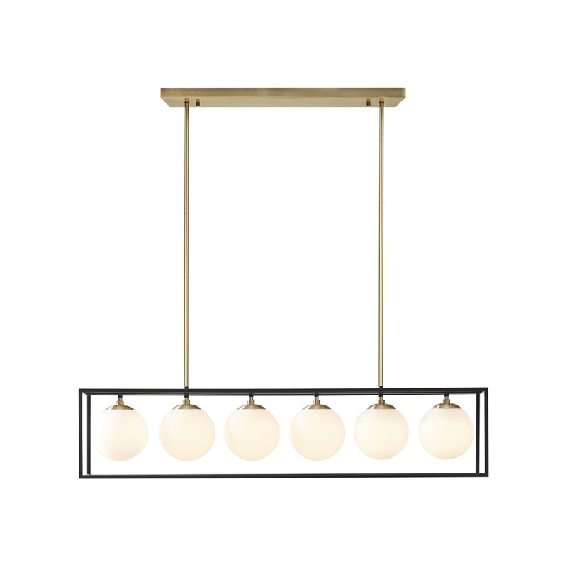 Lustre linéaire en verre givré 6 lumières