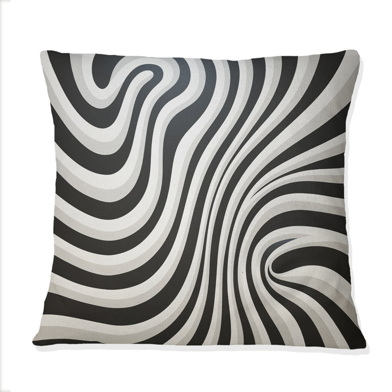 Coussin décoratif imprimé noir et blanc noir et blanc