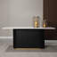 Faux Marble Dining Table for 6, with Metal Pedestal Base-186348821
