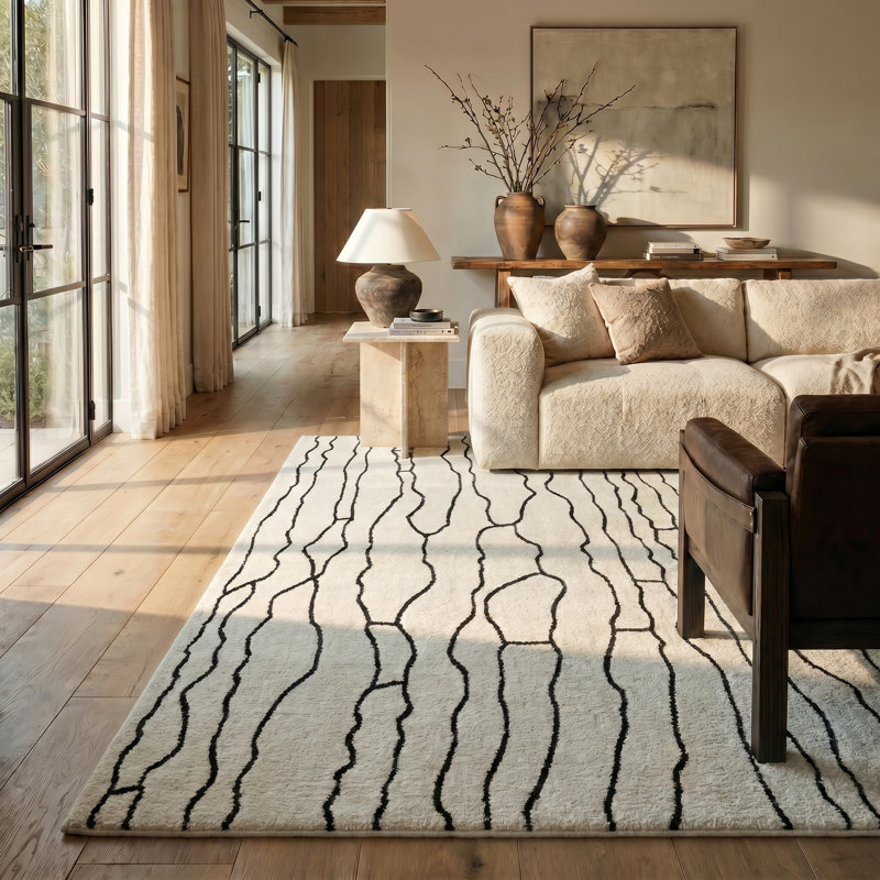Rug Branch Alinda Collections Abstract Cream Indoor Area Rug, Rectangle 6'8" x 9'7"