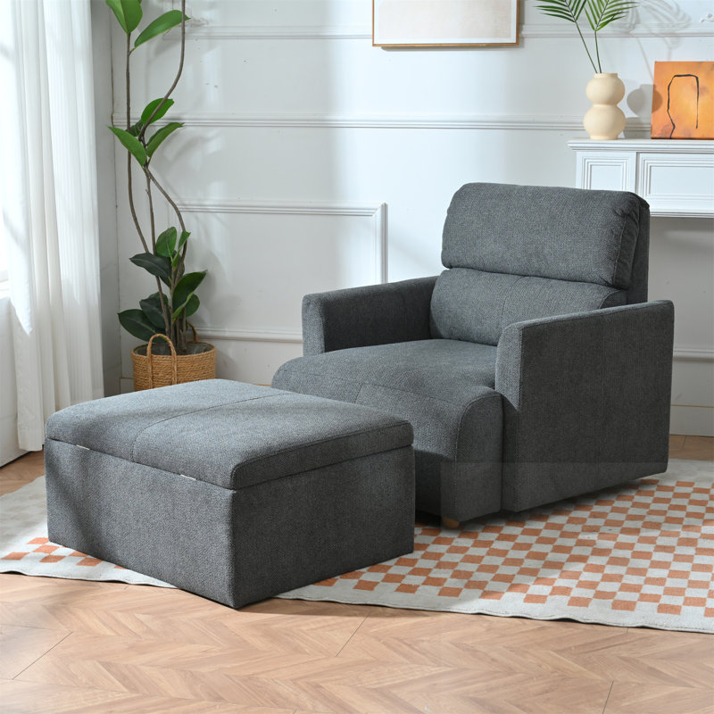 Chaise surdimensionnée avec repose-pieds avec rangement, Gris foncé