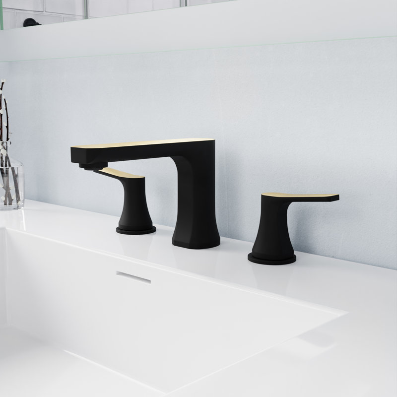 Matte Black and Brushed Gold 2-Handle Widespread Bathroom Faucet