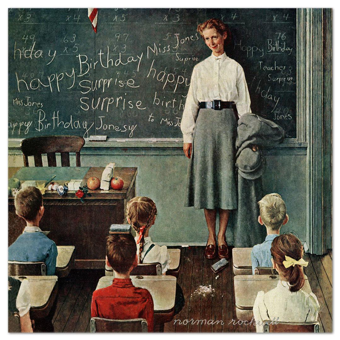 Kunststoffbild Buon Compleanno Miss Jones von Norman Rockwell