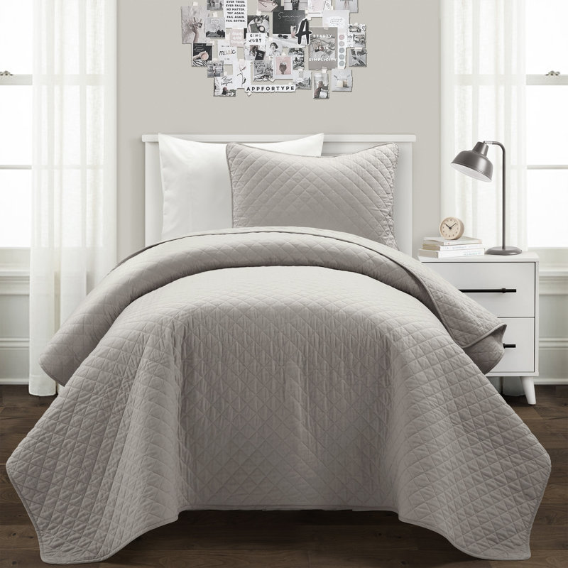 Ensemble de courtepointe en coton 3 pièces Ava, Twin Extra Long Quilt + 1 Standard Sham, Brun clair