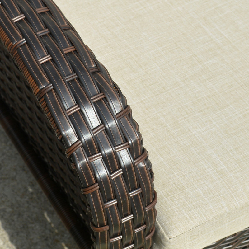 Wicker Outdoor Lounge Chair, Polyester Blend Beige