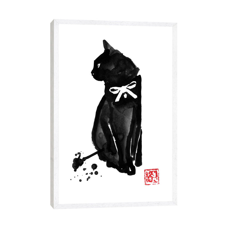 Chat Noeud by Péchane - Painting on Canvas, White Framed, 152.5 cm H x 101.5 cm W