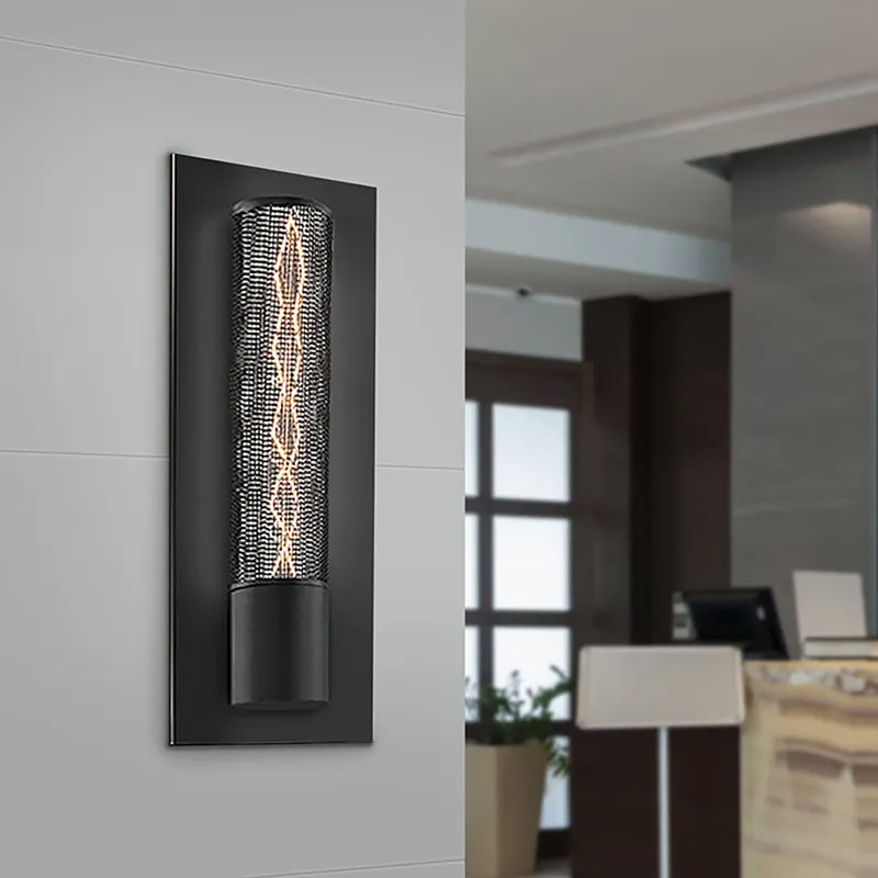 Black Textured Metal Dimmable Energy Star Sconce