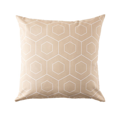 Coussin décoratif carré hexagonal ivoire