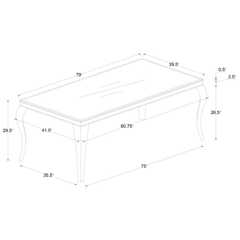 Table de salle à manger Wanstead, Noir, L 80,75 po x l 41,5 po