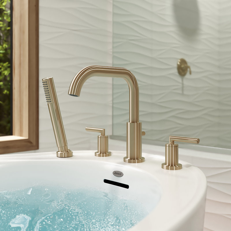 Contento Double Handle Deck Mounted Roman Tub Faucet, Brushed Bronze