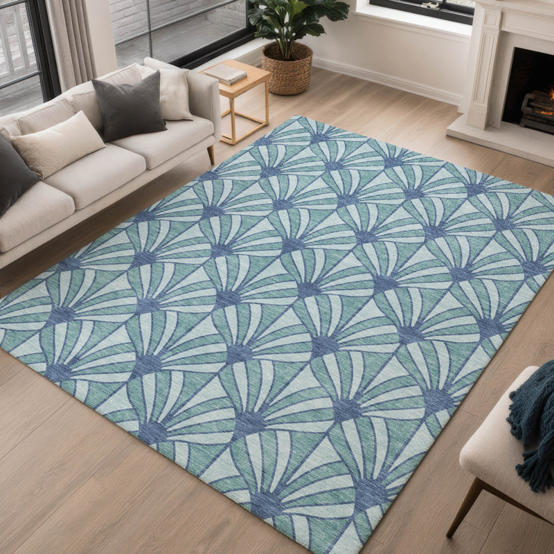 Machine Washable Indoor/Outdoor Lipman ACN2426 Mid-Century Modern Rug, Rectangle 10' x 14'