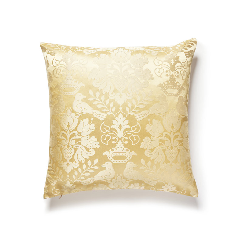 Silk Damask Square Pillow Cover & Insert, Sun