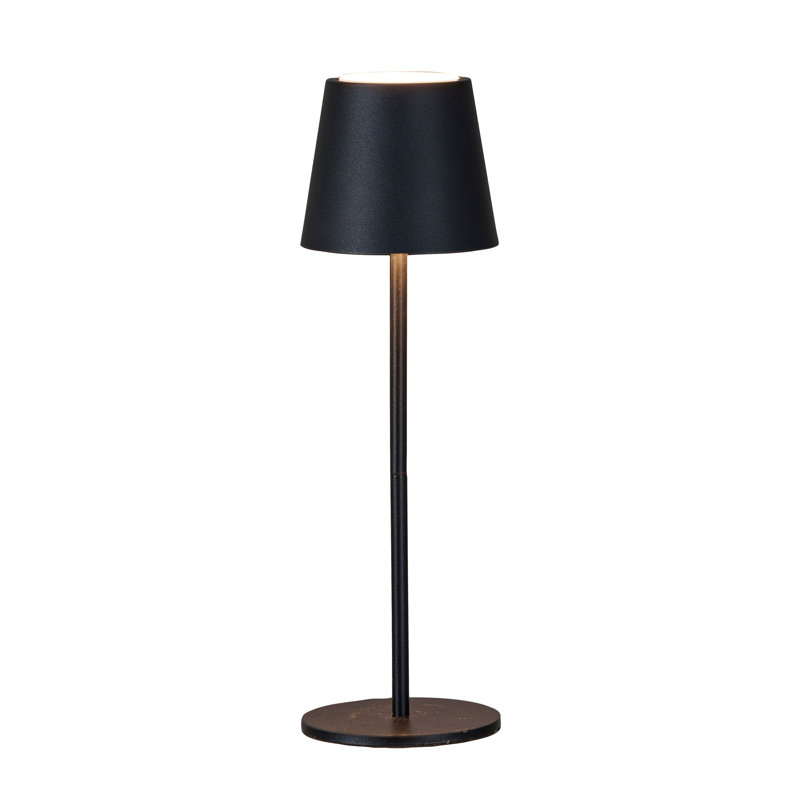Lampe de table en métal Aybar, Noir mat, Noir