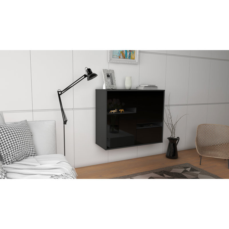 Schulman 92cm Sideboard, Anthracite/High Gloss Black