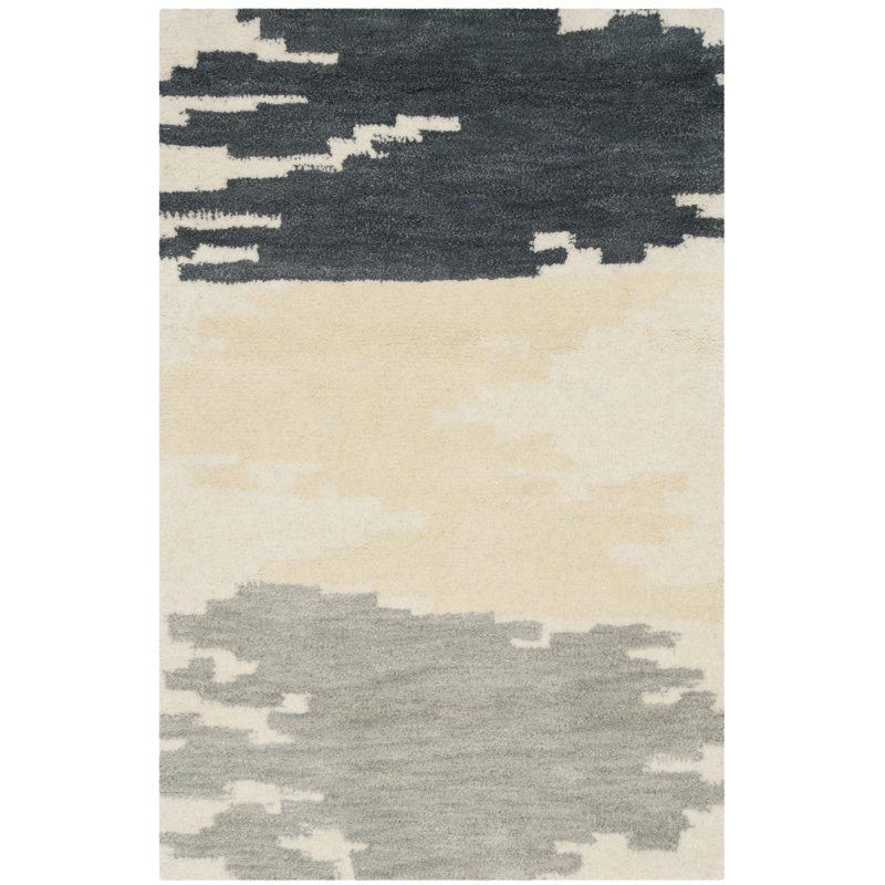 Tapis abstrait en laine et viscose touffetés à la main Mesa Verde, Rectangle de 5 pi x 8 pi