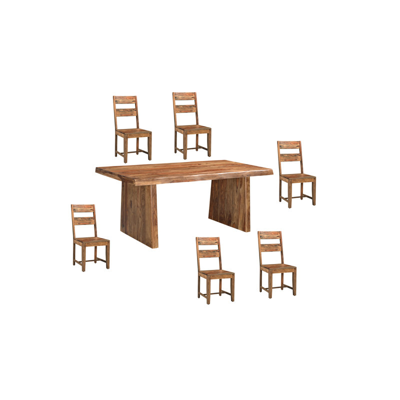 Chaliyah Live Edge Solid Wood Dining Set, Natural