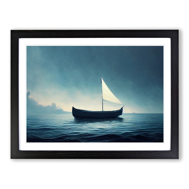 Solo Sailing Boat Vol.2 - Framed Print, 46cm H x 64cm W x 2cm D, Black