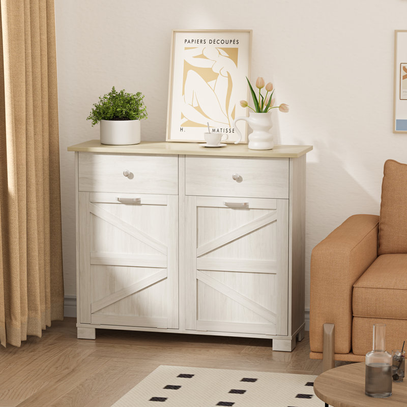 Armoire à déchets à double inclinaison 20 gallons Seaside (poubelle non incluse), Blanc