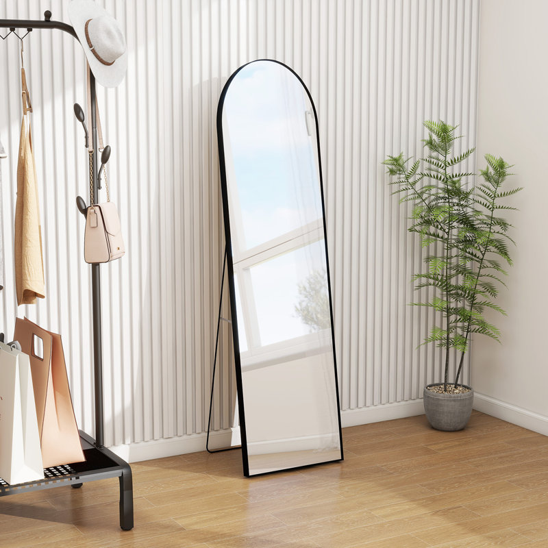 Full Length Mirror Full Body Floor Mirror Standing Hanging or Leaning Wall Mirror Bedroom Cloakroom, Black, 59" x 16"