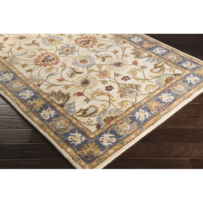 BuckHill Oriental Hand-Tufted Wool Tan Area Rug, Rectangle 12' x 18'