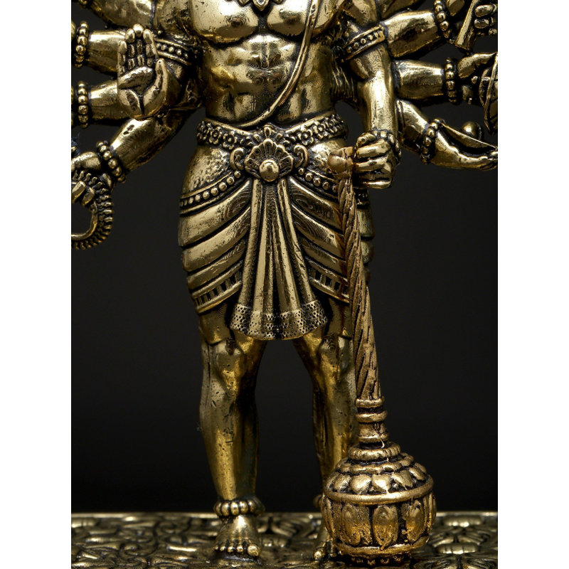 Petite statue en laiton à dix bras Panchamukhi Hanuman
