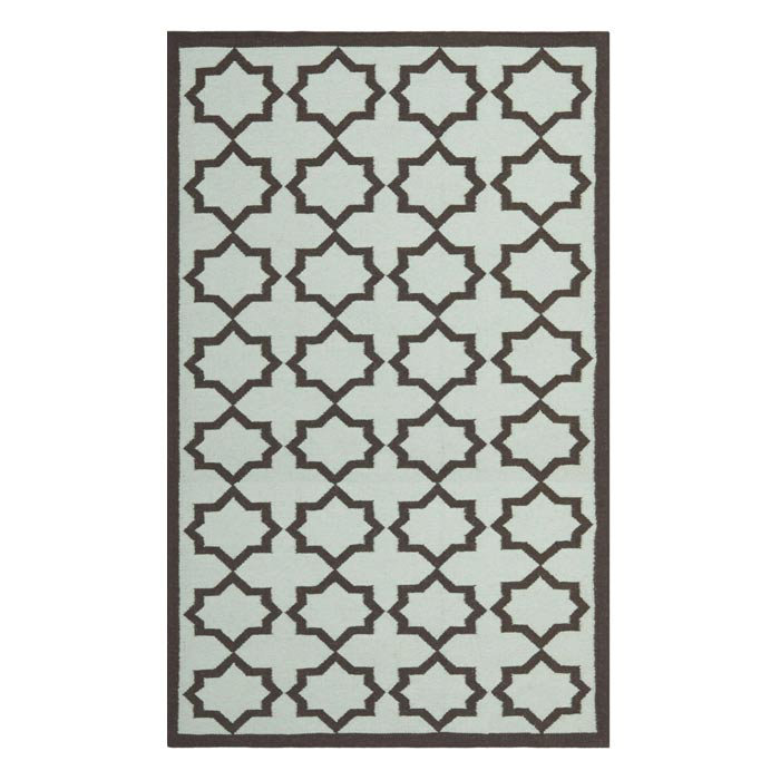 Warren Hand Woven Flat Weave Wool/Cotton Geometric Rug in Light Blue