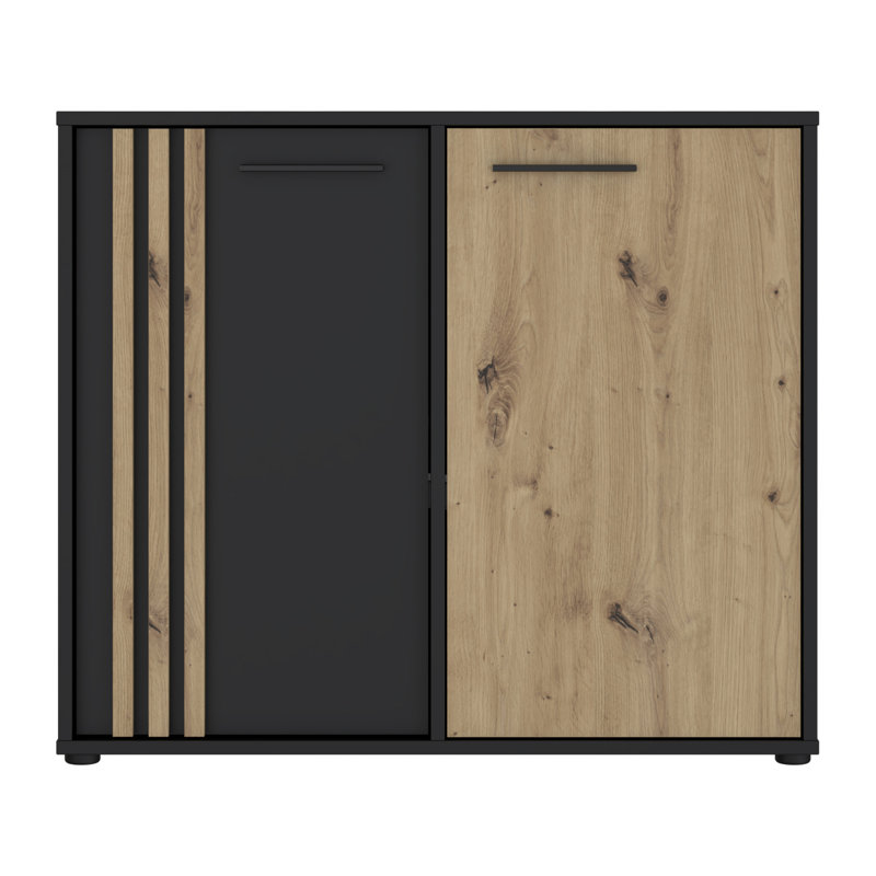 Shinee Rectangle Accent Cabinet, Black/Beige, Black