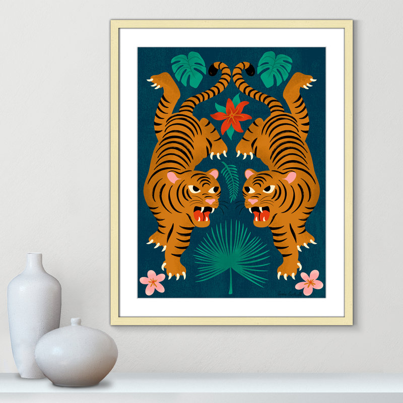 «Jungle Tigers Print» par Cantwell, L 23,5 po x H 29,5 po, Imprimé mat, Matte Gold