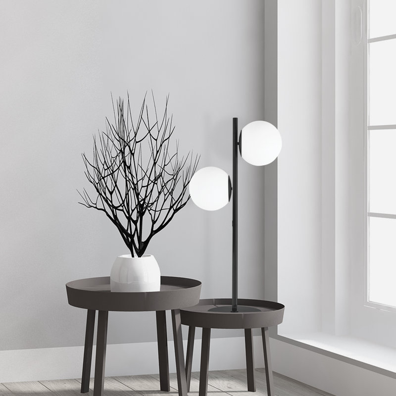 Lampe de table en métal Jhada, Noir mat