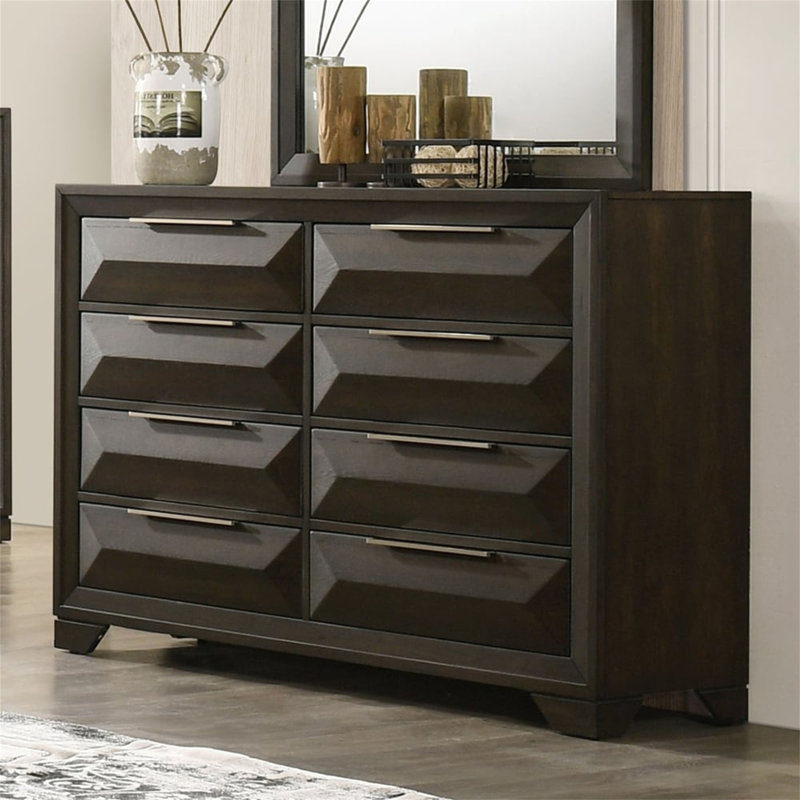 Mobilier de chambre à coucher transitionnel à 1 queue d'aronde avec pieds biseautés et poignées en métal