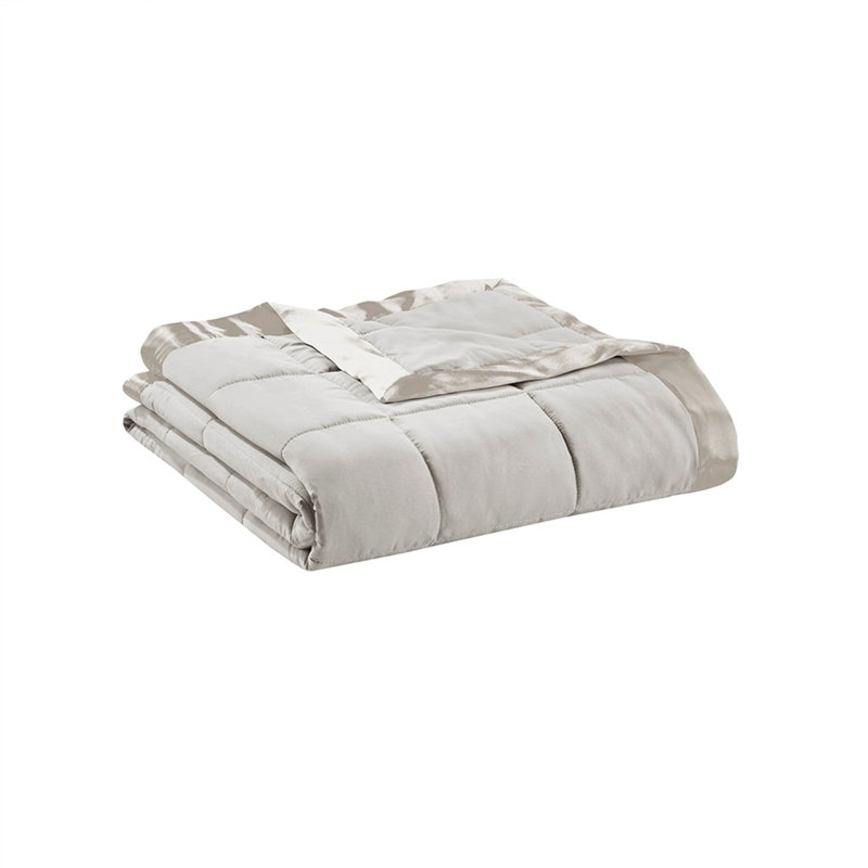 Couverture légère en duvet synthétique, Gris, Très grand lit