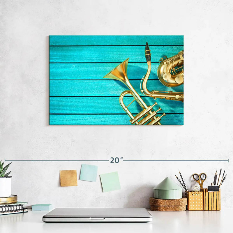 Abarca Saxophone And Trumpet, 8" H x 12" W