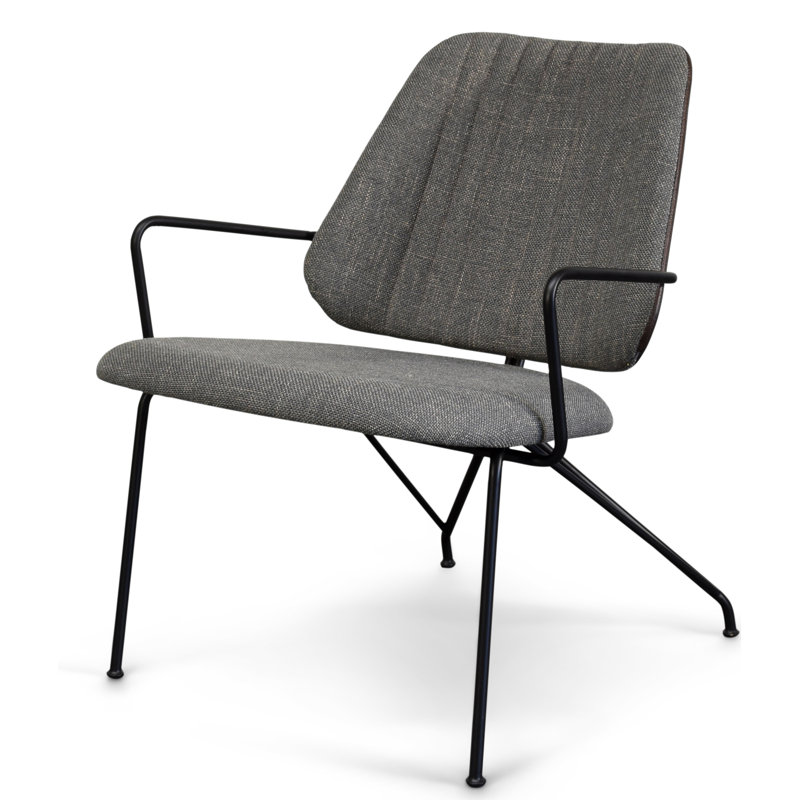 Tara Lounge Chair, Gray Polyester Blend, Black