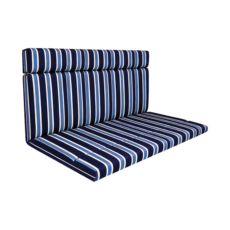 Outdoor Seat Cushion, Bench Cushions With Backrest, Water-repellent, Blue Striped