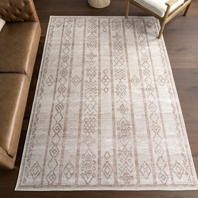 Pikus Collection Recycled Cotton Machine Washable Area Rug, Rectangle 5' x 8'