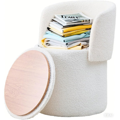 Upholstered Vanity Stool with Storage
