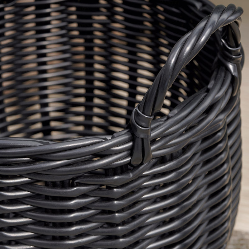 Panier rond en résine tressée avec poignées pour ranger vêtements, serviettes, jouets, magazines et décoration intérieure