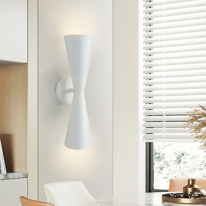  Mid-Century Modern Small Indoor Exterior Wall Sconce, White