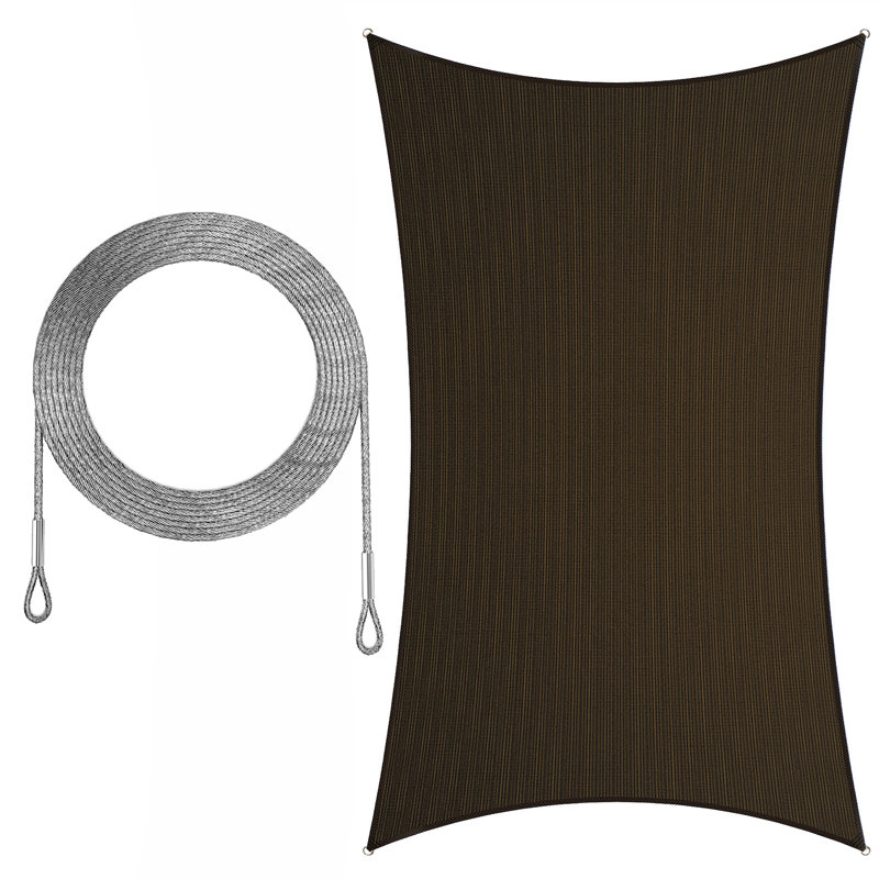 Voile d'ombrage rectangulaire avec 4 cordes d'installation, Brun, 16 pi x 20 pi