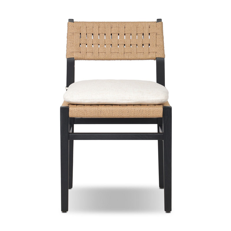 Hamlin Dining Chair With Cushion-Dover Crescent, Distressed Black Ash