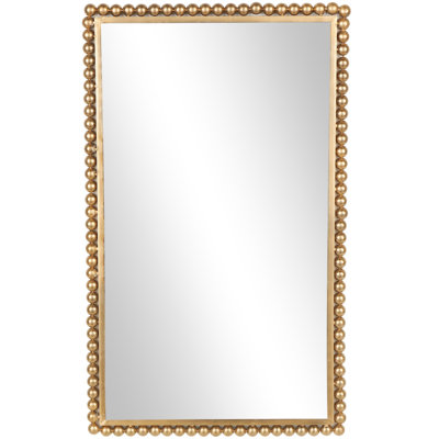 Metal Wall Mirror with Beaded Detailing